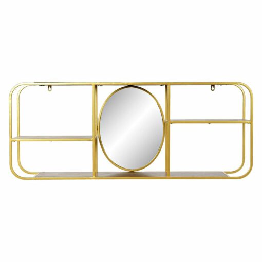 Espelho de parede Espelho Dourado Metal Madeira Castanho (100 x 18 x 40 cm)