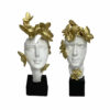 Figura Decorativa 14 x 11 x 32 cm Face Dourado Branco (2 Unidades)