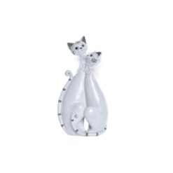 Figura Decorativa 15 x 10 x 29 cm Branco Gatos Romântico