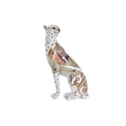 Figura Decorativa 15 x 8 x 25 cm Laranja Branco Leopardo Colonial