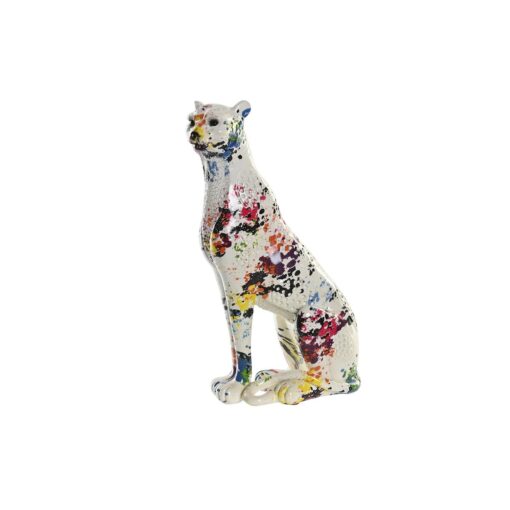 Figura Decorativa 16 x 8 x 25 cm Branco Leopardo Multicolor Moderno