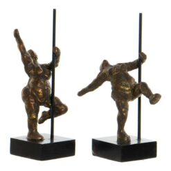 Figura Decorativa 20 x 10 x 31 cm Dourado Alumínio Madeira de mangueira Bailarina Ballet Moderno