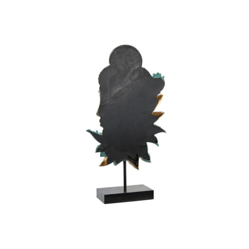 Figura Decorativa 22 x 8 x 42,5 cm Preto Dourado Buda Turquesa Oriental (2 Unidades) - Image 3