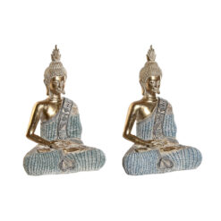 Figura Decorativa 23 x 13 x 34 cm Azul Buda Turquesa Oriental Decapé (2 Unidades)