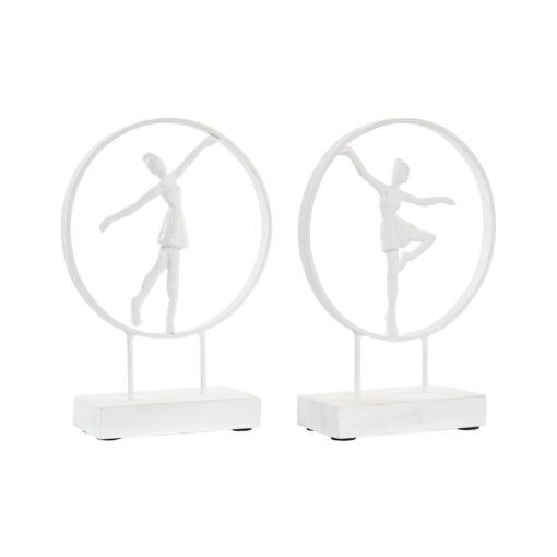 Figura Decorativa 23 x 9 x 33 cm Branco Bailarina Ballet (2 Unidades)