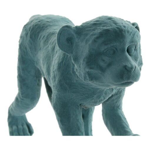 Figura Decorativa 31 x 9,5 x 19 cm Cor de Rosa Verde Resina Macaco Tropical Flocado - Image 3