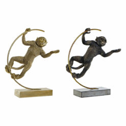 Figura Decorativa 33 x 25 x 48 cm Preto Dourado Macaco Moderno (2 Unidades)