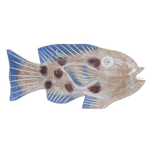 Figura Decorativa 40 x 5 x 18 cm Natural Azul Peixe Mediterrâneo