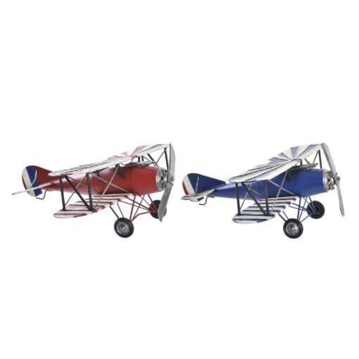 Figura Decorativa 45 x 38 x 16 cm Avião Vintage (2 Unidades)