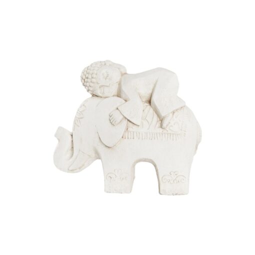 Figura Decorativa Acabamento envelhecido Elefante Branco Oriental Magnésio (44 x 22 x 40 cm)