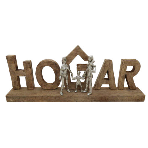 Figura Decorativa Castanho Alumínio Madeira de mangueira (55 x 7