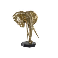 Figura Decorativa Elefante Preto Dourado Metal Resina (60 x 36 x 73 cm)