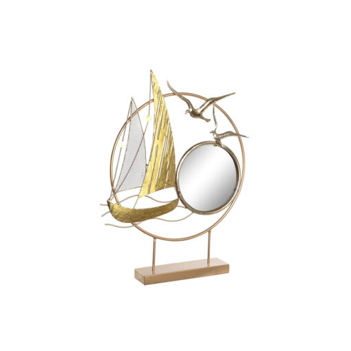 Figura Decorativa Espelho Dourado Metal Mediterrâneo (53 x 9 x 67 cm)