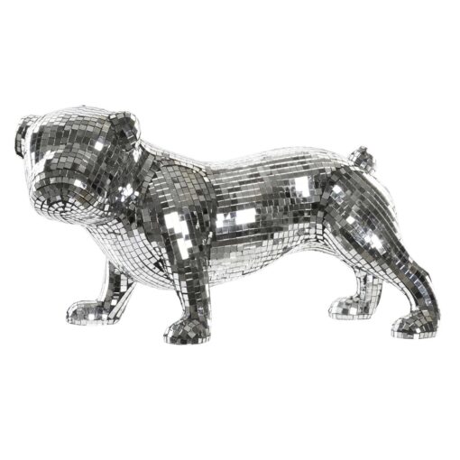 Figura Decorativa Inglês Prateado Bulldog Resina Moderno (45