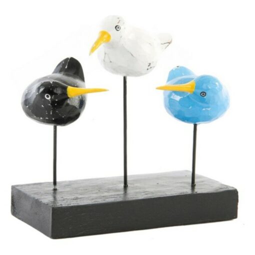Figura Decorativa Metal Madeira Quivi Pássaros Mediterrâneo