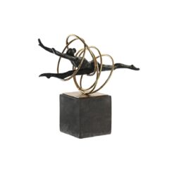 Figura Decorativa Preto Dourado Metal Resina Moderno (36 x 14 x 29