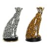 Figura Decorativa Preto Laranja Branco Leopardo Resina Colonial 16 x 16 x 32 cm