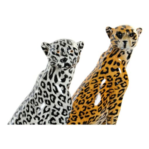 Figura Decorativa Preto Laranja Branco Leopardo Resina Colonial 16 x 16 x 32 cm - Image 3