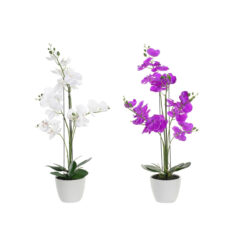 Flores Decorativas 44 x 27 x 77 cm Lilás Branco Verde Orquídea (2 Unidades)