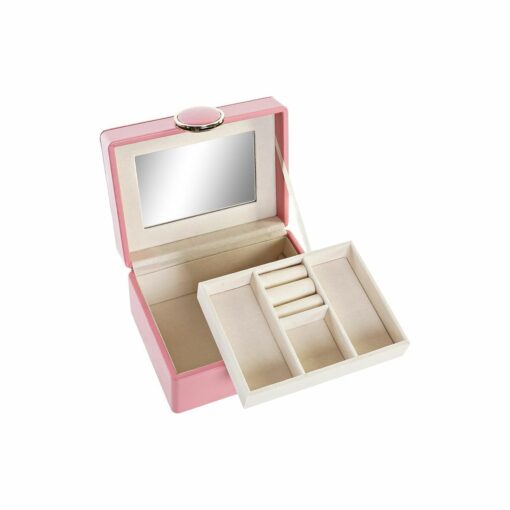 Guarda-Joias 23 x 17 x 10 cm Cor de Rosa Poliuretano Madeira MDF