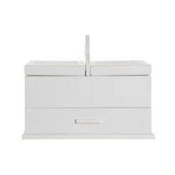 Guarda-Joias Cristal Branco Marfim Madeira MDF 30 x 17 x 24 cm