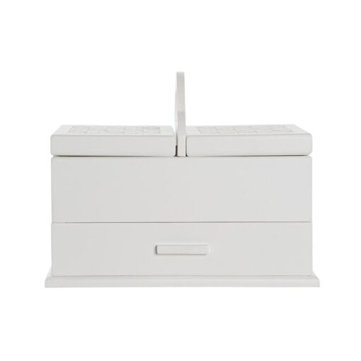 Guarda-Joias Cristal Branco Marfim Madeira MDF 30 x 17 x 24 cm