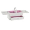 Guarda-Joias Cristal Branco Rosa Claro Madeira MDF 30 x 17 x 24 cm
