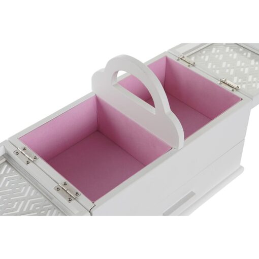 Guarda-Joias Cristal Branco Rosa Claro Madeira MDF 30 x 17 x 24 cm - Image 3