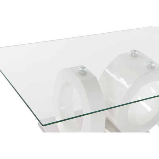 Mesa Cristal Transparente Branco Madeira MDF (110 x 60 x 45 cm) - Image 2
