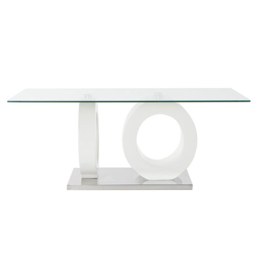 Mesa Cristal Transparente Branco Madeira MDF (110 x 60 x 45 cm) - Image 3