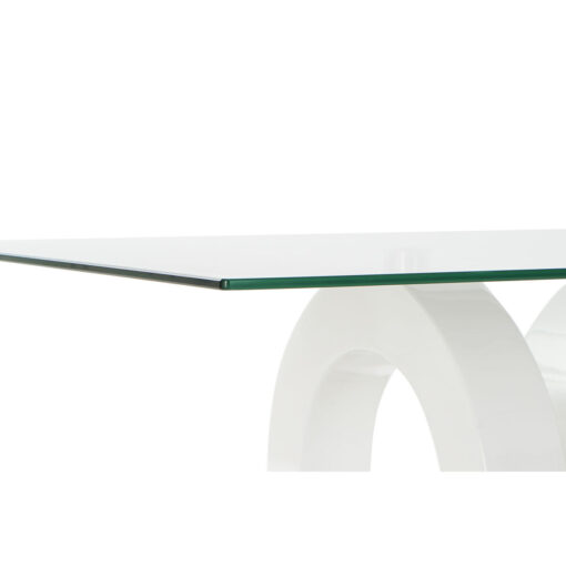 Mesa Cristal Transparente Branco Madeira MDF (110 x 60 x 45 cm) - Image 5