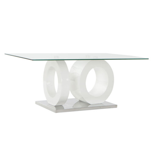 Mesa Cristal Transparente Branco Madeira MDF (110 x 60 x 45 cm)