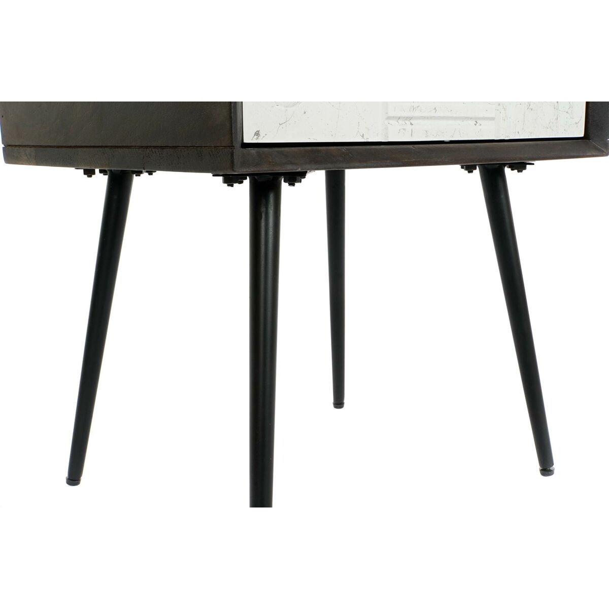 Mesa de Cabeceira 45 x 38 x 50 cm Preto Metal Branco Madeira de mangueira Wengue - Image 5