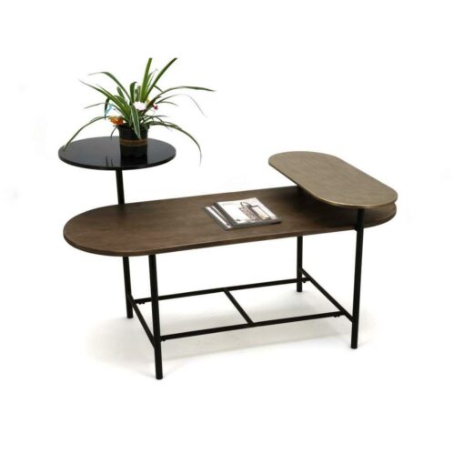 Mesa de Centro 116 x 76 x 64 cm Metal Alumínio Madeira MDF