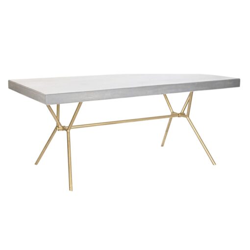 Mesa de Jantar Cinzento Dourado Branco Latão Madeira de mangueira (180 x 90 x 76 cm)