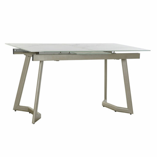 Mesa de Jantar Cristal Dourado Metal Branco (140 x 80 x 76 cm)