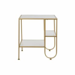 Mesa de apoio Dourado Metal MDF Branco (50 x 40 x 55