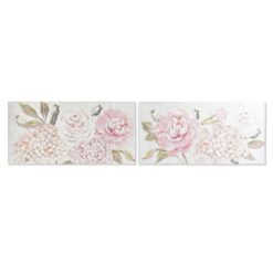 Pintura 120 x 3 x 60 cm Bloemen Shabby Chic (2 Unidades)