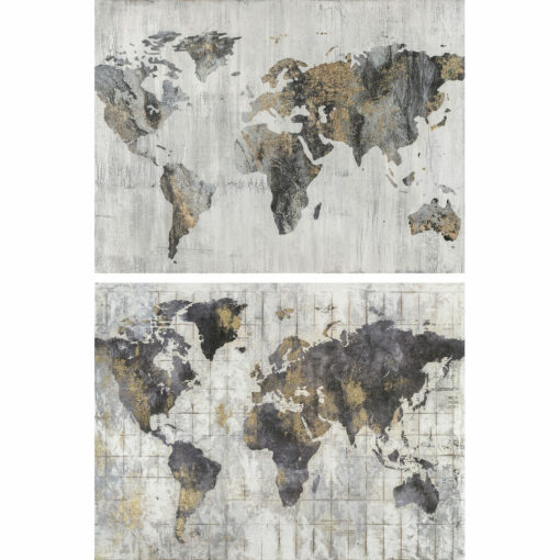 Pintura 120 x 4 x 90 cm Loft Mapa do Mundo (2 Unidades)