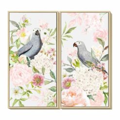 Pintura 60 x 4 x 120 cm Bloemen Shabby Chic (2 Unidades)