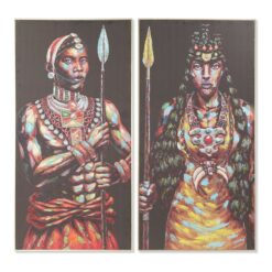 Pintura 60 x 5 x 120 cm Colonial Africano (2 Unidades)