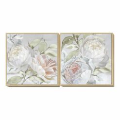 Pintura 80 x 4 x 80 cm Bloemen Shabby Chic (2 Unidades)