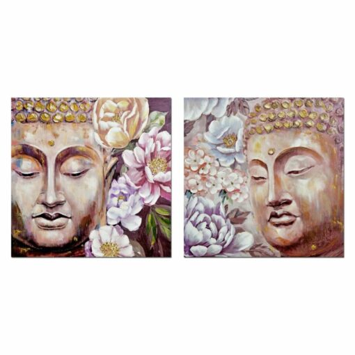 Pintura Buda 80 x 3 x 80 cm Oriental (2 Unidades)