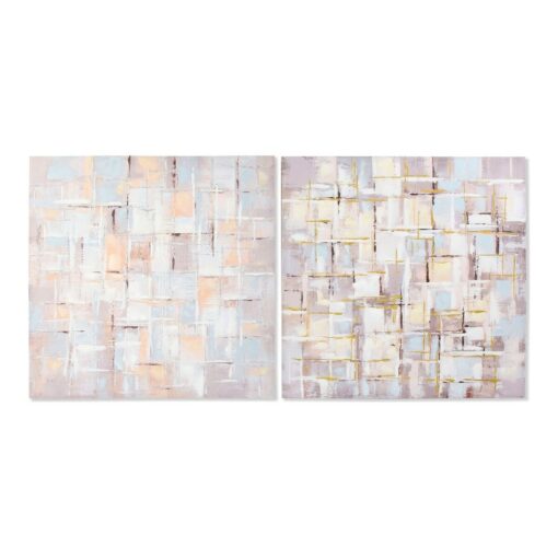 Pintura Squares Abstrato 100 x 3 x 100 cm Moderno (2 Unidades)