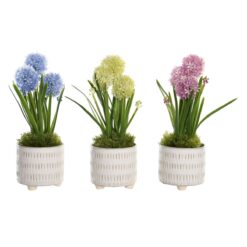 Planta Decorativa Espuma Azul Cor de Rosa Amarelo Polipropileno 15 x 15 x 30 cm (3 Peças)