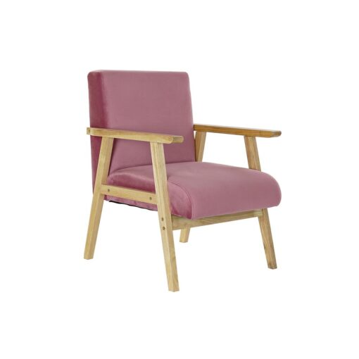 Poltrona Cor de Rosa Poliéster Madeira MDF (61 x 63 x 77 cm)