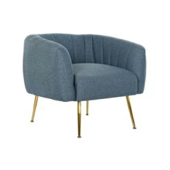 Poltrona Espuma Azul Dourado Metal Madeira Poliéster (81 x 75 x 73 cm)
