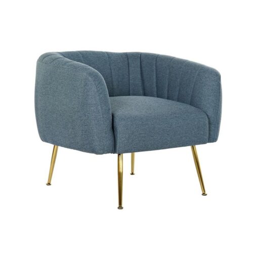 Poltrona Espuma Azul Dourado Metal Madeira Poliéster (81 x 75 x 73 cm)