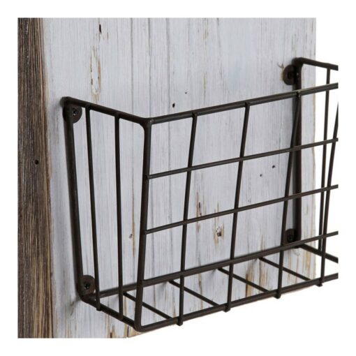 Porta-revistas Branco Castanho Metal Madeira de paulónia (57 x 10 x 40 cm) - Image 2
