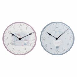 Relógio de Parede Azul Cor de Rosa Infantil Plástico Vogel Madeira MDF 24 x 3 x 24 cm (2 Unidades)